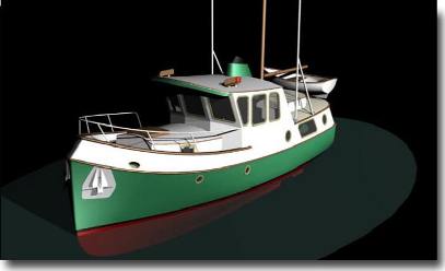 Port bow view 'Sea Troll'  yacht / power boat design