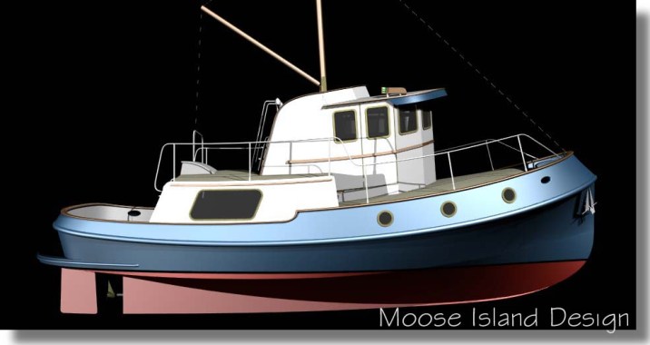 Profile View 'Molly T'  tug boat / cruiser / power boat design