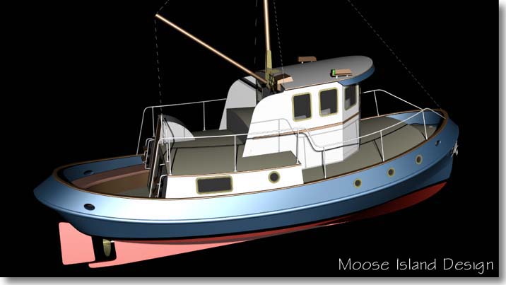 Starboard top View 'Molly T'  tug boat / cruiser / power boat design