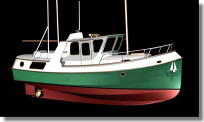 Starboard bow view 'Sea Troll'  steel version / power boat design